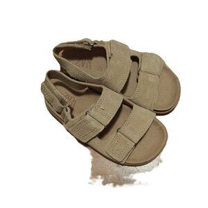 ZARA Toddler Suede Sandals Size 25 Beige Velcro Summer Shoes